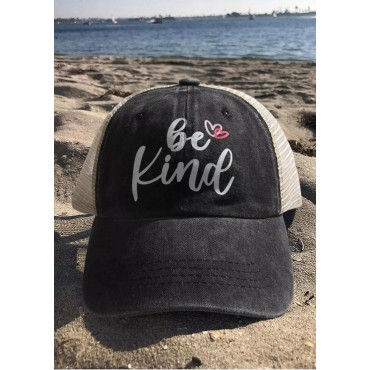 Be Kind Heart Mesh Criss-Cross Baseball Cap - Black