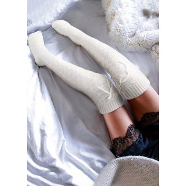 Bowknot Winter Leg Warmers Knitted Long Socks