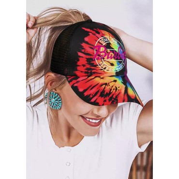 Reverse Tie Dye Rainbow Barbie Ponytail Baseball Cap