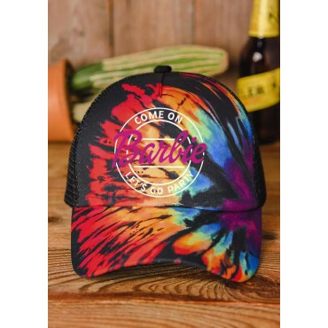 Reverse Tie Dye Rainbow Barbie Ponytail Baseball Cap