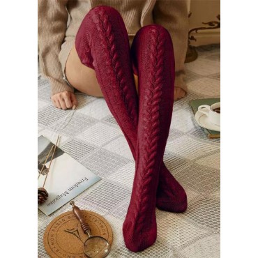 Warm Thigh-High Long Knitted Socks