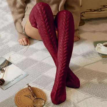 Warm Thigh-High Long Knitted Socks