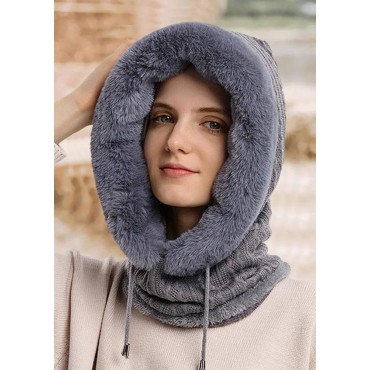 Winter 3in1 Knitted Fleece Lined Hooded Ski Mask Hat