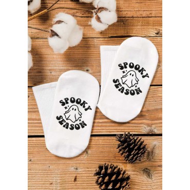 Halloween Spooky Season Casual Crew Socks - White