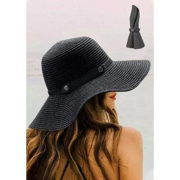 Summer Sun Protection Rolled Up Straw Hat