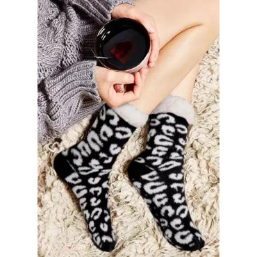 Leopard Thicken Velvet Warm Crew Socks