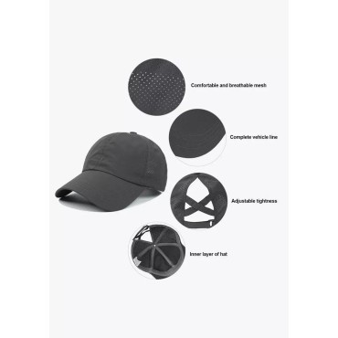Breathable Hollow Out Criss-Cross Ponytail Baseball Cap