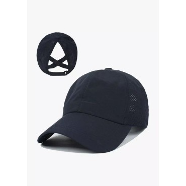Breathable Hollow Out Criss-Cross Ponytail Baseball Cap