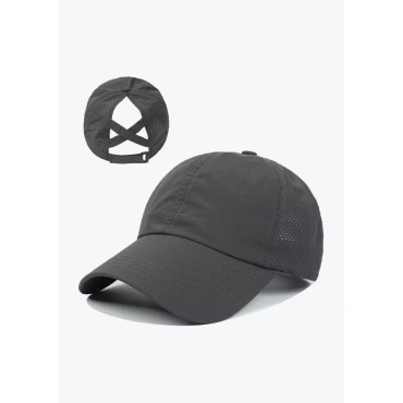 Breathable Hollow Out Criss-Cross Ponytail Baseball Cap
