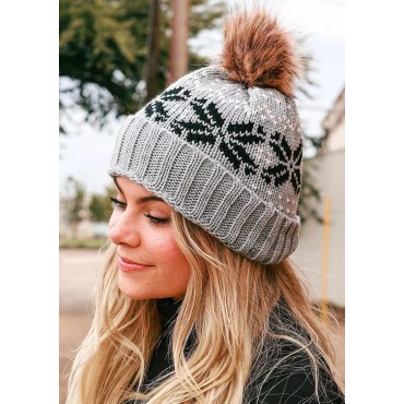 Soft Warm Knitted Hairball Hat - Gray