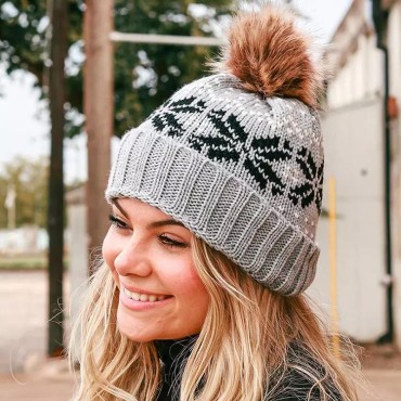 Soft Warm Knitted Hairball Hat - Gray
