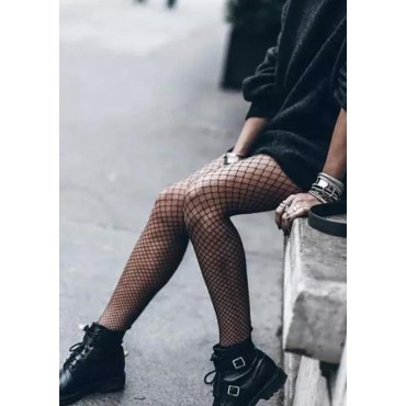 See-Through Elastic Waist Thin Fishnet Socks - Black