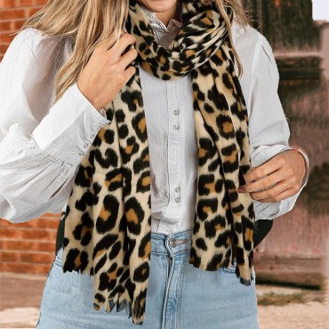 Western Winter Leopard Warm Long Scarf