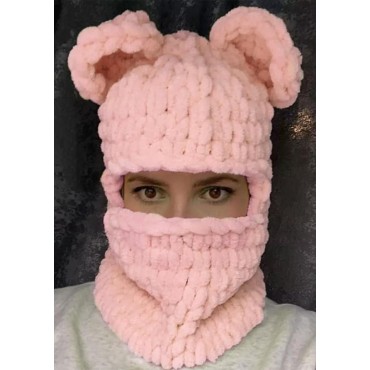 Cat Ears Balaclava Knitted Hood Ski Mask Hat