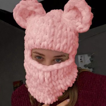 Cat Ears Balaclava Knitted Hood Ski Mask Hat