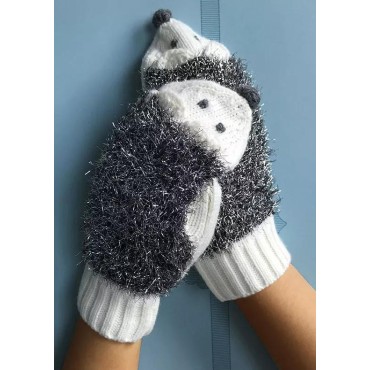 Hedgehog Crochet Knitted Mittens Gloves