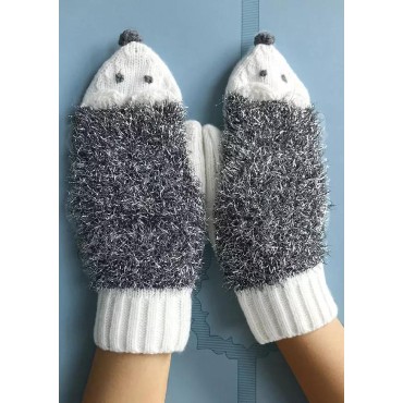 Hedgehog Crochet Knitted Mittens Gloves