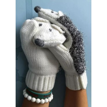 Hedgehog Crochet Knitted Mittens Gloves