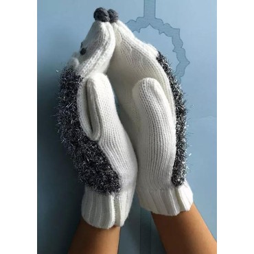 Hedgehog Crochet Knitted Mittens Gloves