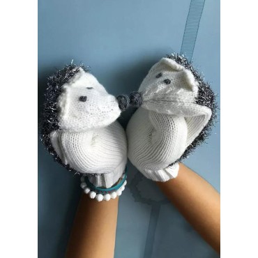 Hedgehog Crochet Knitted Mittens Gloves