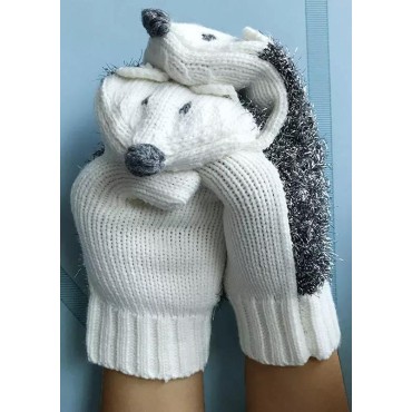Hedgehog Crochet Knitted Mittens Gloves
