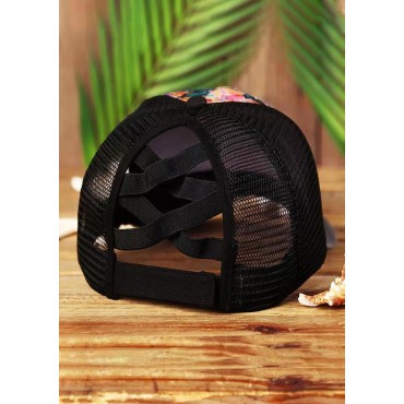 Beach Sunset Coconut Tree Criss-Cross Baseball Cap - Gray