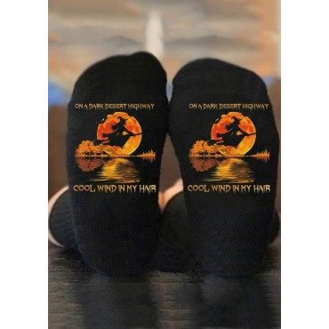 Halloween On A Dark Desert Highway Cool Wind In My Hair Witch Crew Socks