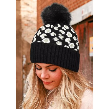 Leopard Knitted Hairball Hat