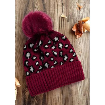 Leopard Knitted Hairball Hat