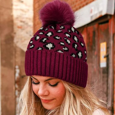 Leopard Knitted Hairball Hat