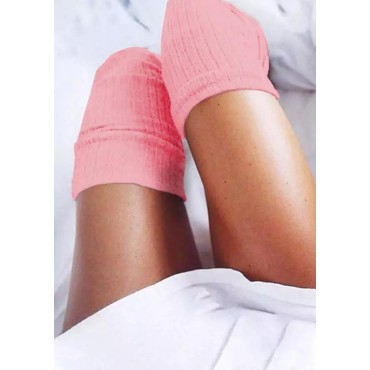 Solid Knitted Thigh-High Socks