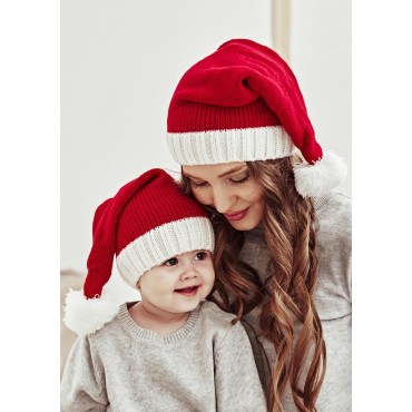 2Pcs Christmas Mommy And Me Soft Beanie Santa Cap Set