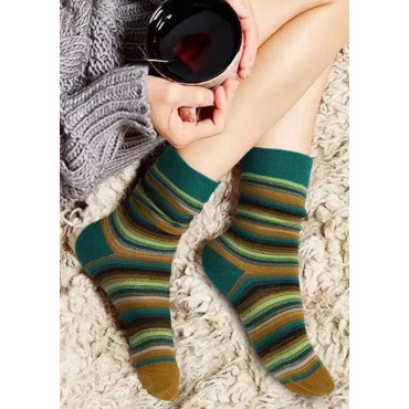 Striped Color Block Crew Socks