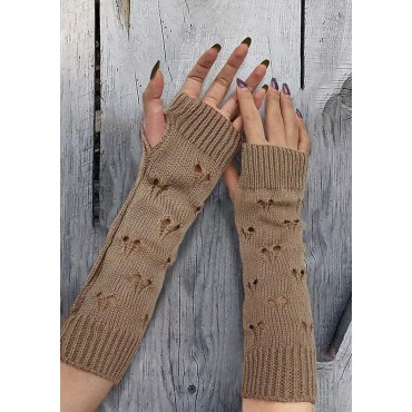 Jacquard Hollow Out Fingerless Gloves