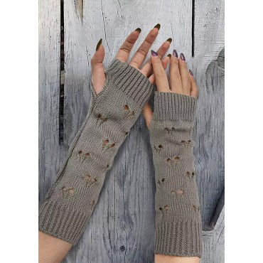 Jacquard Hollow Out Fingerless Gloves