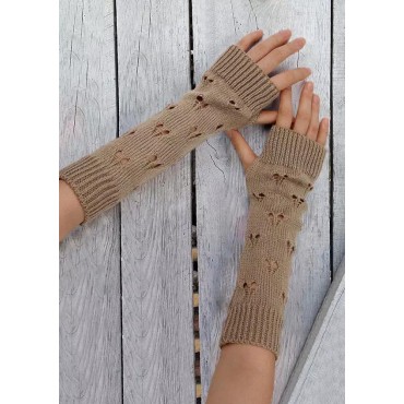 Jacquard Hollow Out Fingerless Gloves
