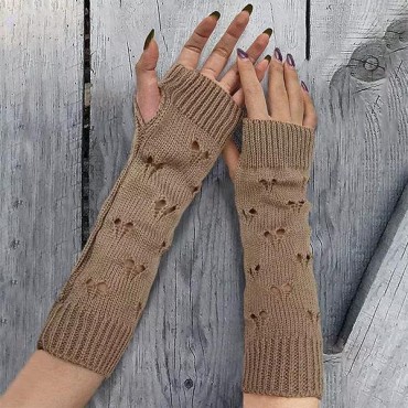 Jacquard Hollow Out Fingerless Gloves