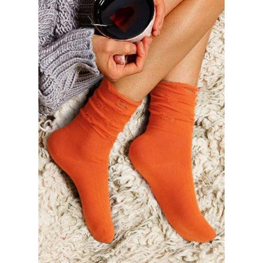 Ripped Hole Crew Socks - Orange