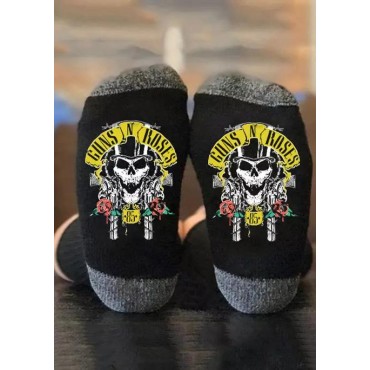 Halloween Guns N Roses Skull Crew Socks