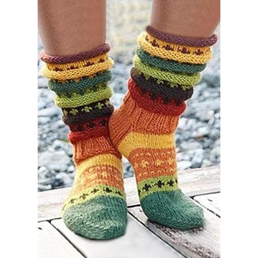 Striped Crotchet Knitted Casual Socks