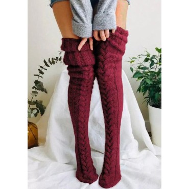 Warm Thigh-High Long Knitted Socks