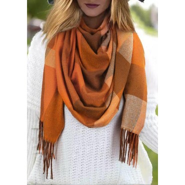 Plaid Tassel Warm Long Scarf