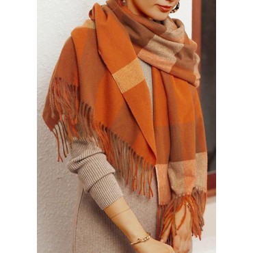 Plaid Tassel Warm Long Scarf