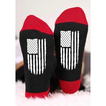 American Flag Casual Crew Socks - Black