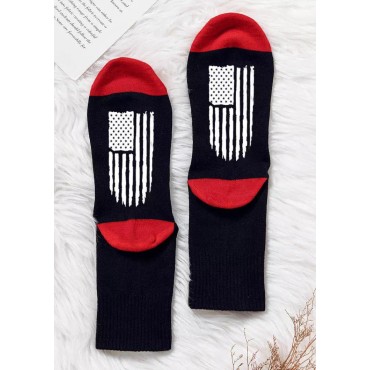 American Flag Casual Crew Socks - Black