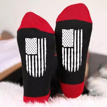 American Flag Casual Crew Socks - Black