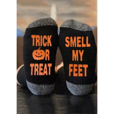 Halloween Trick Or Treat Smell My Feet Pumpkin Crew Socks