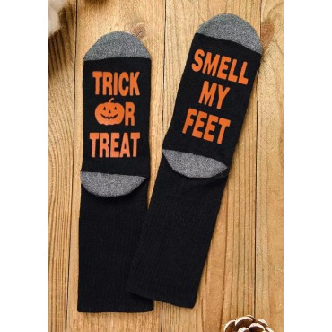 Halloween Trick Or Treat Smell My Feet Pumpkin Crew Socks