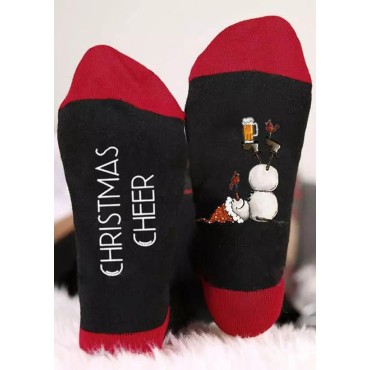 Christmas Cheer Snowman Color Block Crew Socks