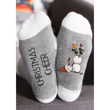 Christmas Cheer Snowman Color Block Crew Socks